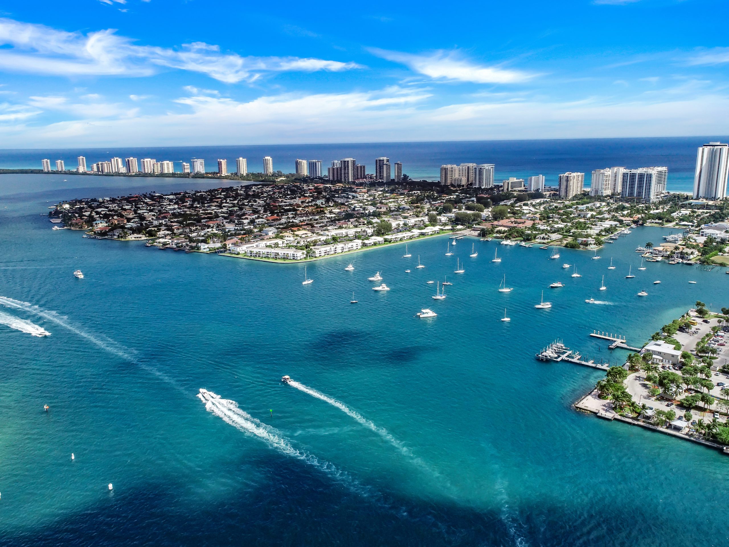 Aerial view of Singer Island and the Intracoastal Waterway